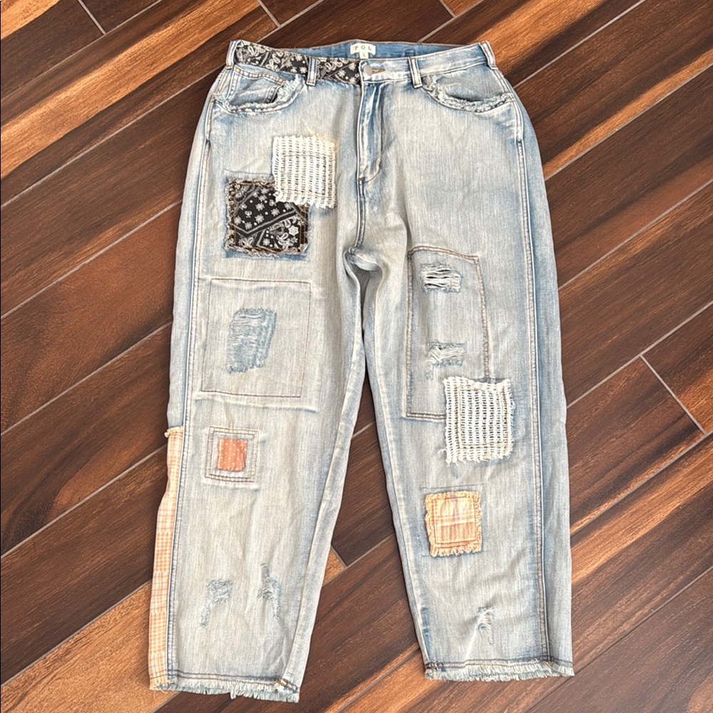 Pol Patchwork Detail Distressed Ankle Relaxed Fit… - image 5